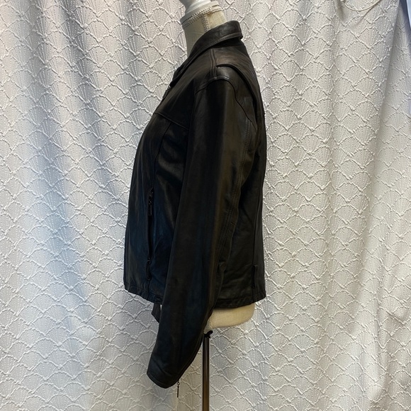 Harley-Davidson size large Brown Leather Bomber Jacket Riding Gear Lady Rider - Picture 6 of 16